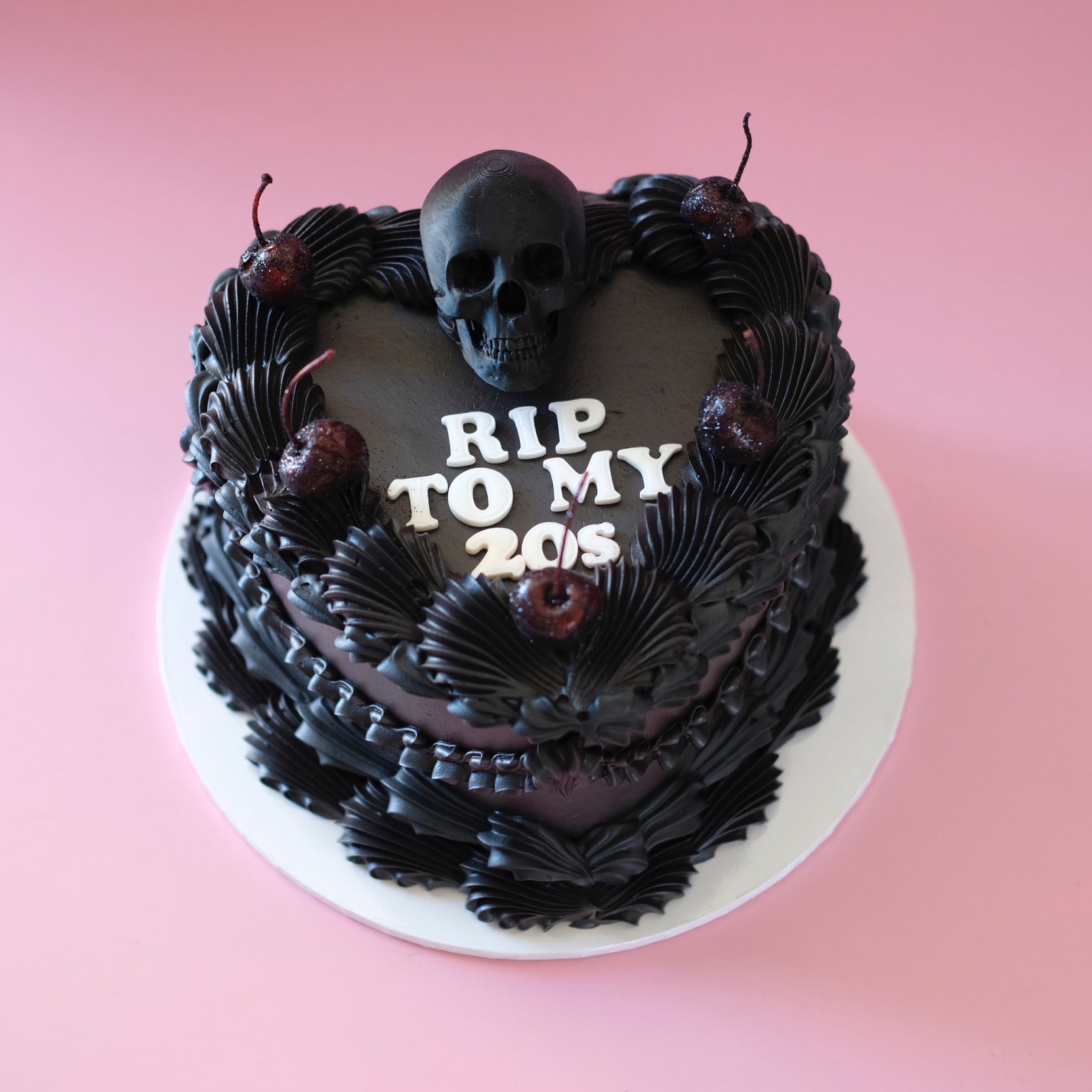 Funeral Theme Black Vintage Heart Cake