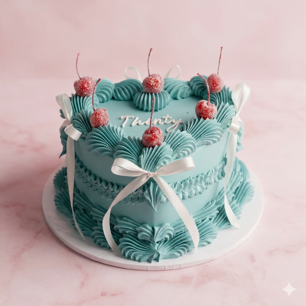 Vintage Heart Cake | Glitter / Cherries & Coquette - Extra AF