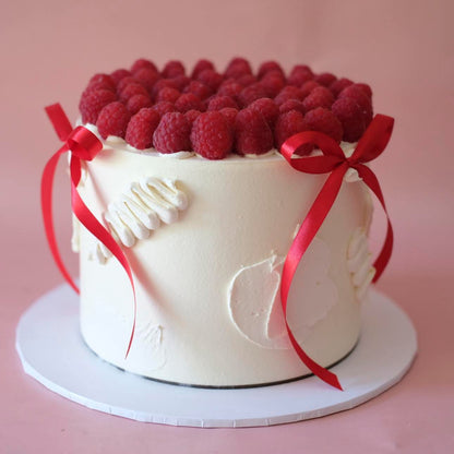 Fresh Raspberries Whimsy Coquette Buttercream Cake