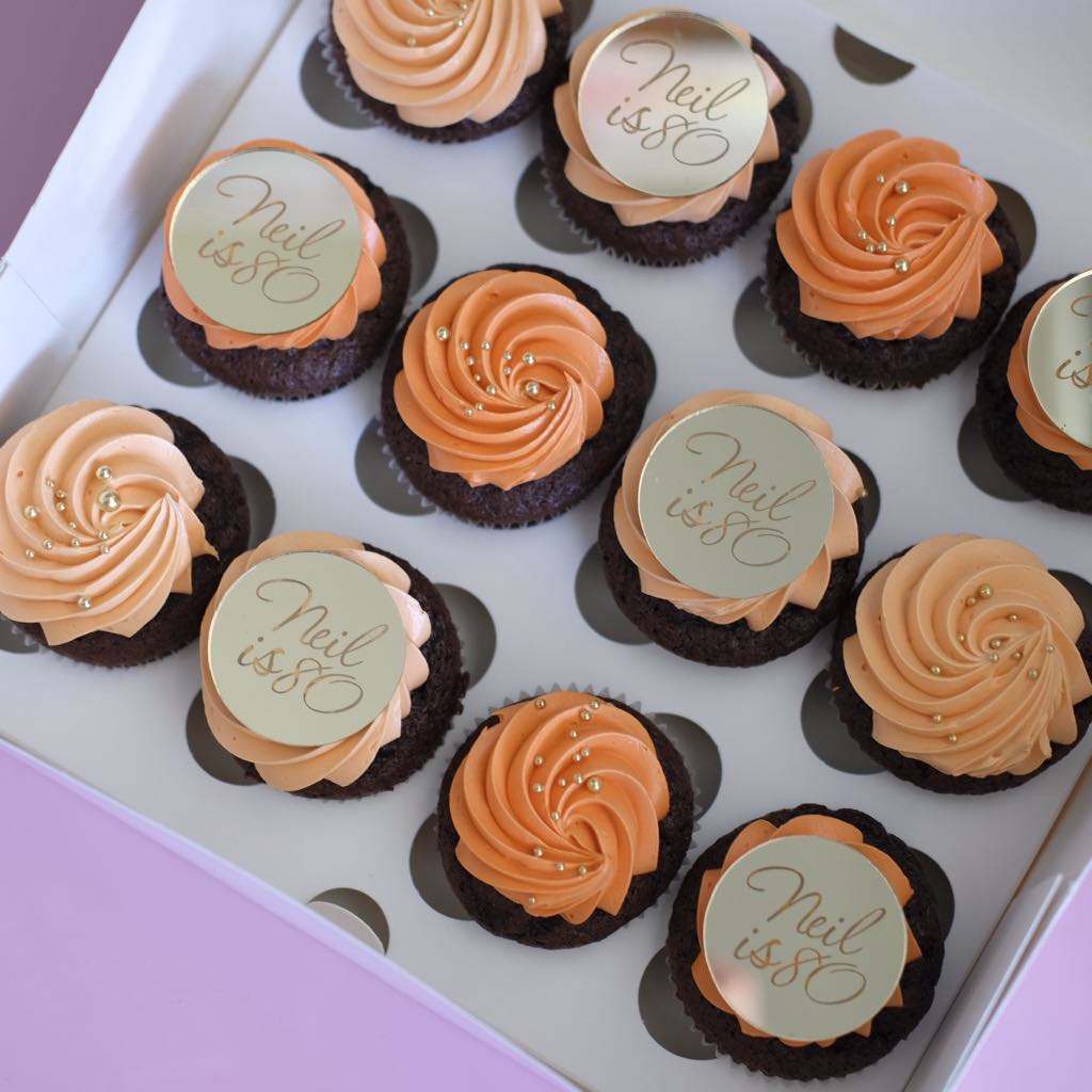 Custom Gold Topper Cupcakes | Box of 12