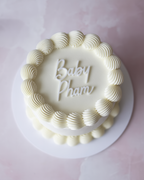 White Gender Reveal Vintage Round Cake
