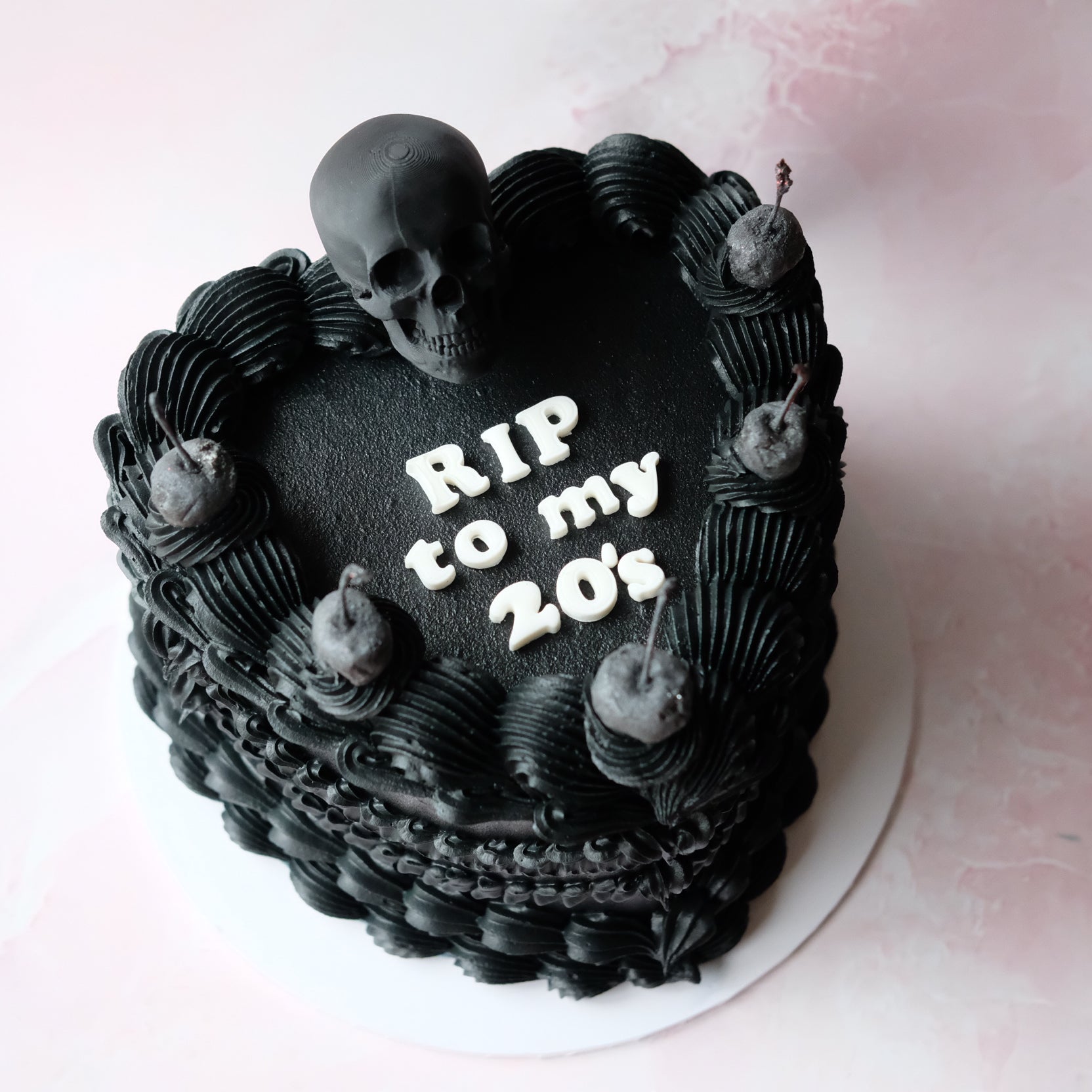 Funeral Theme Black Vintage Heart Cake