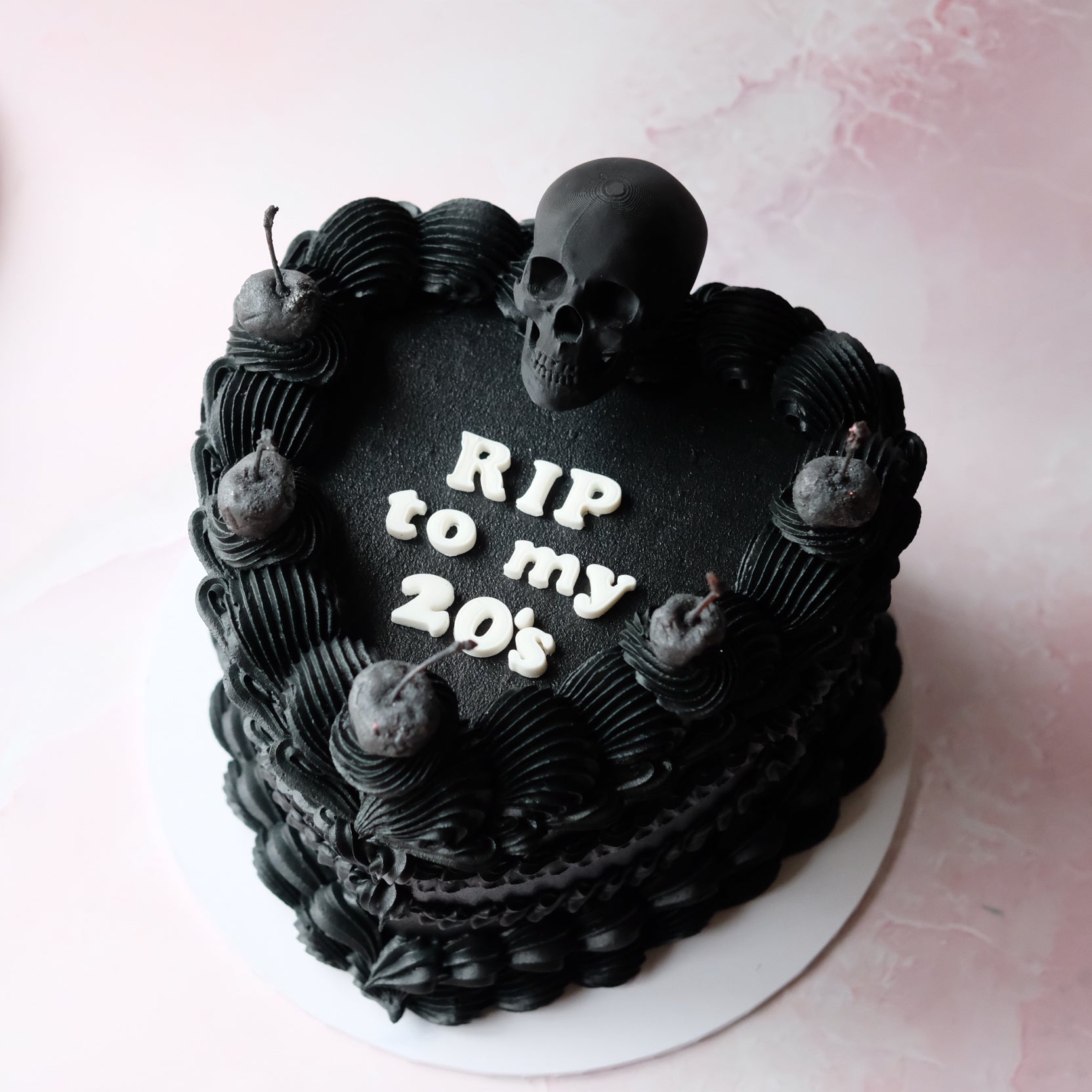 Funeral Theme Black Vintage Heart Cake