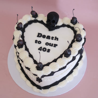 Funeral Theme Black & White Vintage Cake