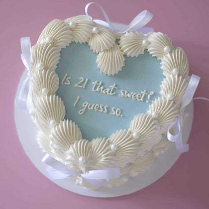 Vintage Heart Cake | Pearl White & Coquette