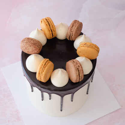 Chocolate Drip Macaron Cake