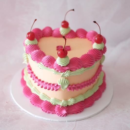 Vintage Heart Cake | Cherries