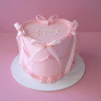 Coquette Bow Heart Vintage Cake