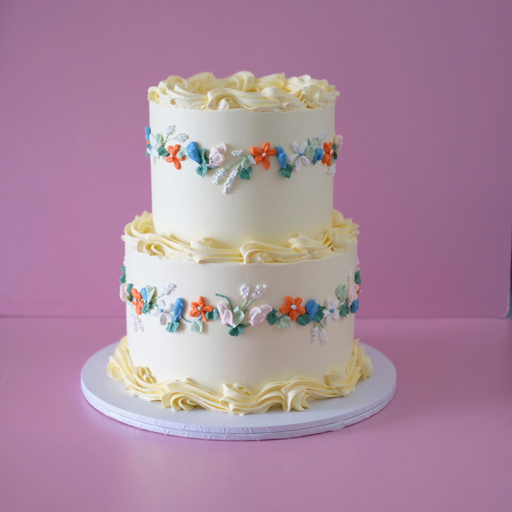 Wild Bloom Buttercream Vintage Round Cake | 2 Tiers