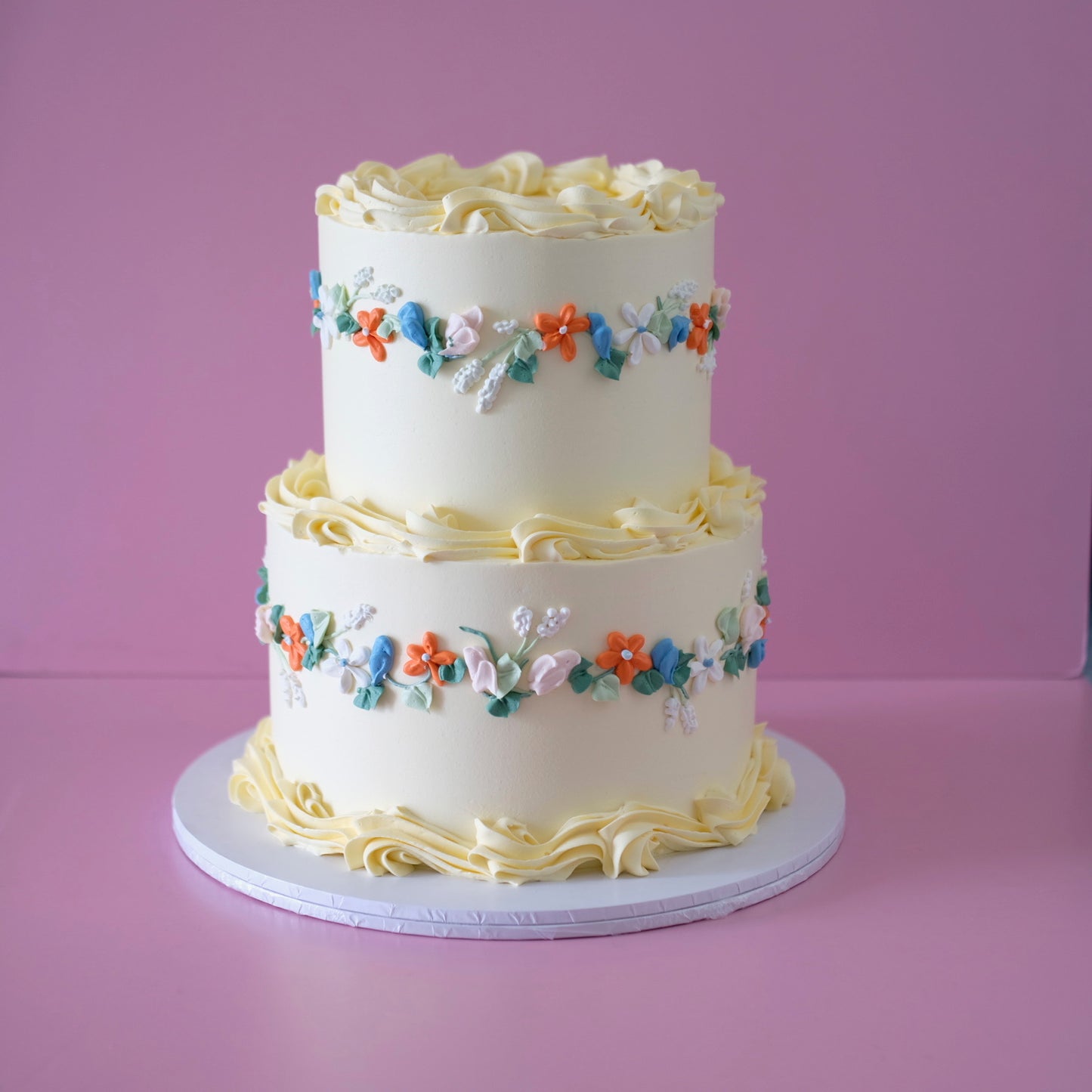 Wild Bloom Buttercream Vintage Round Cake | 2 Tiers