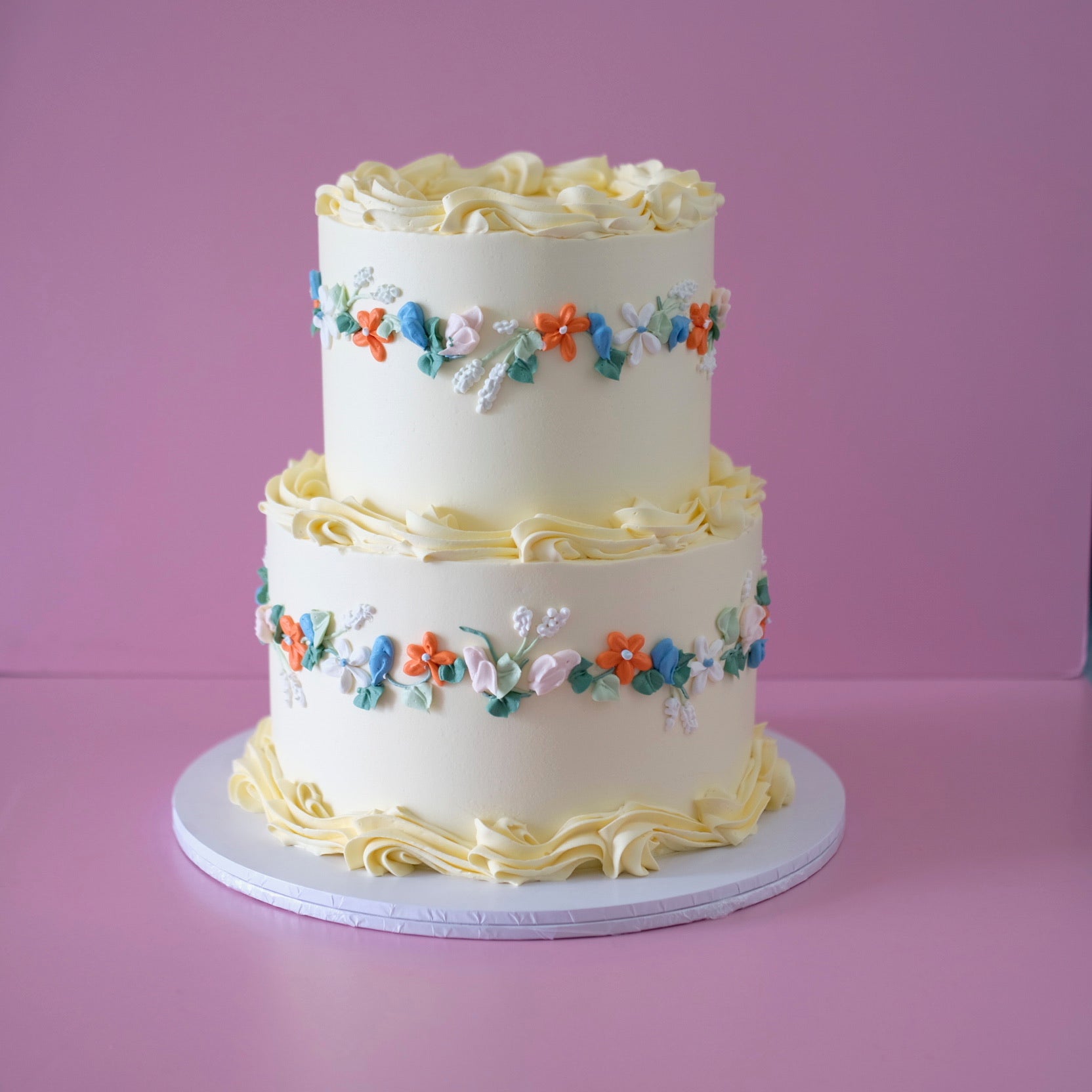 Wild Bloom Buttercream Vintage Round Cake | 2 Tiers