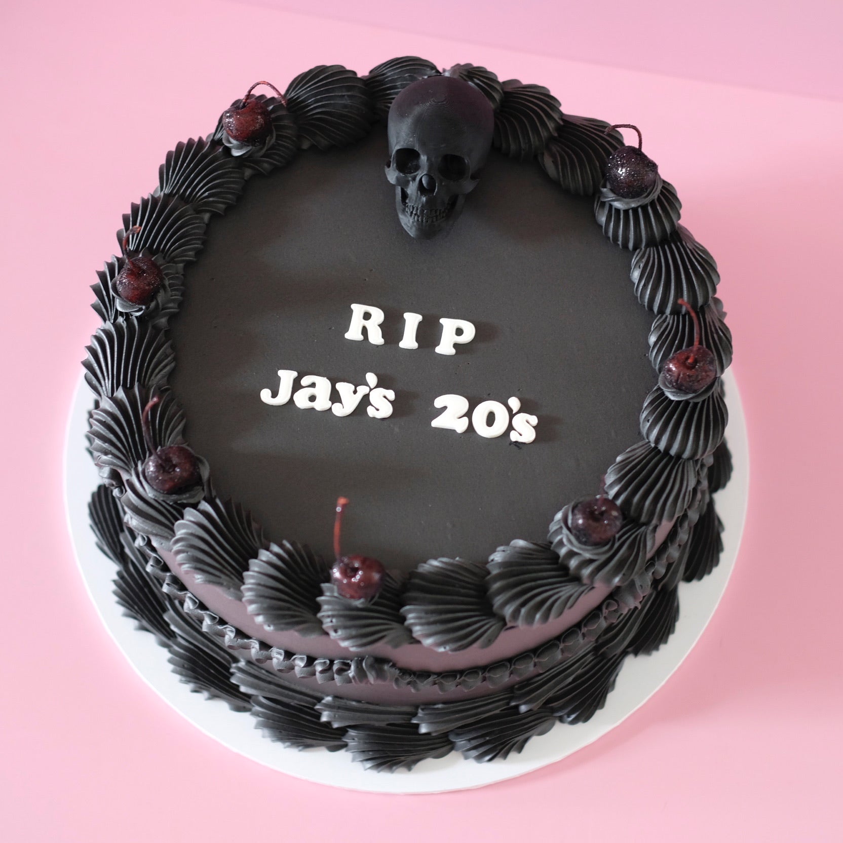 Funeral Theme Black Vintage Round Cake