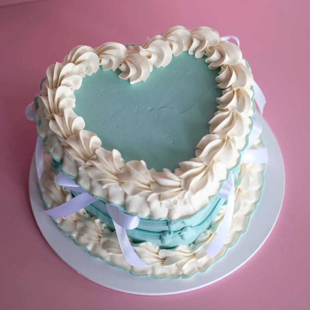 Vintage Heart Cake | Ribbon Ruffle Coquette