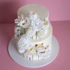 White Wildflower Bloom | 2 Tier Round Cake