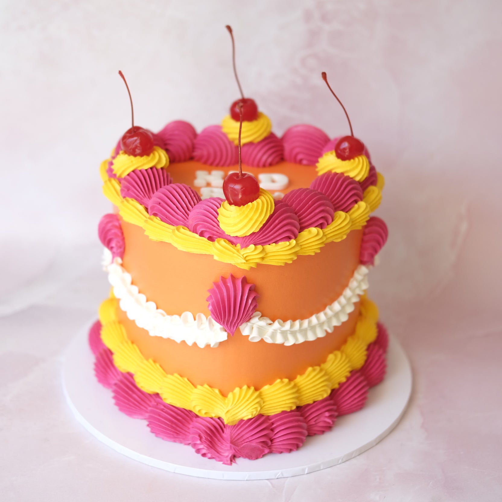 Classic Vintage Heart Cake | Cherries