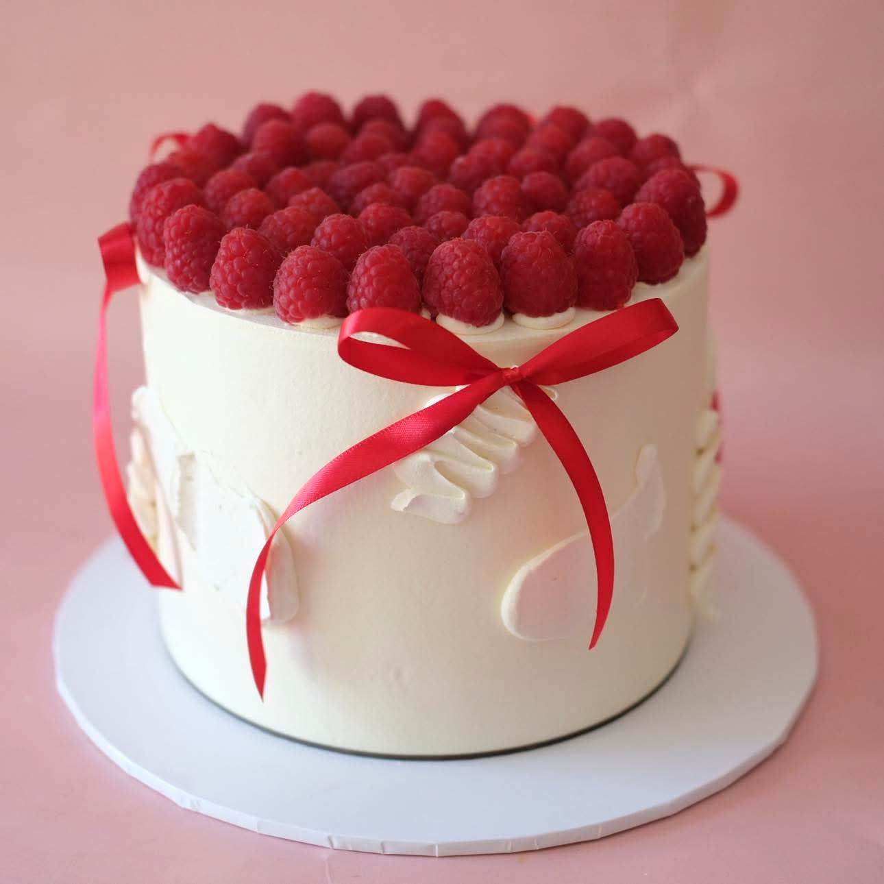 Fresh Raspberries Whimsy Coquette Buttercream Cake