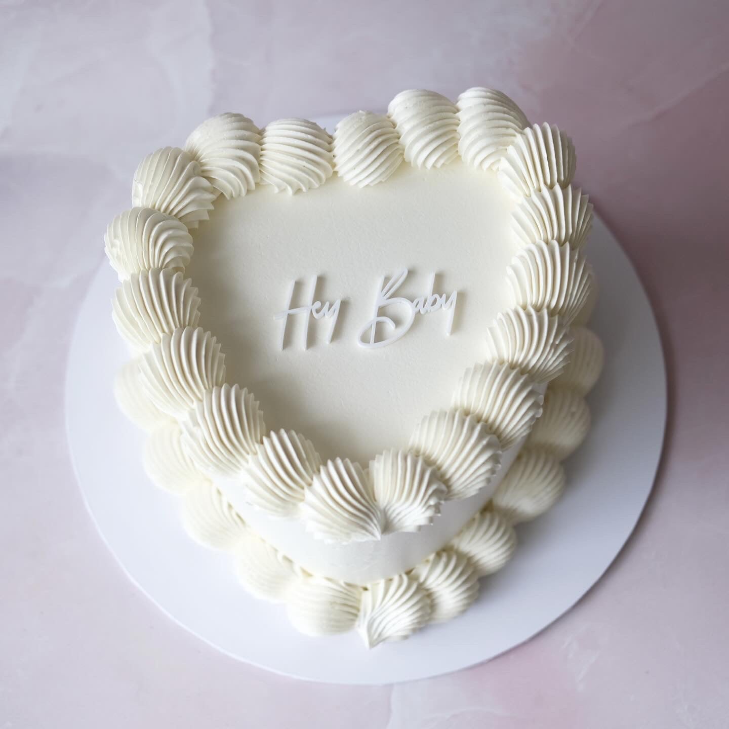 White Gender Reveal Vintage Heart Cake