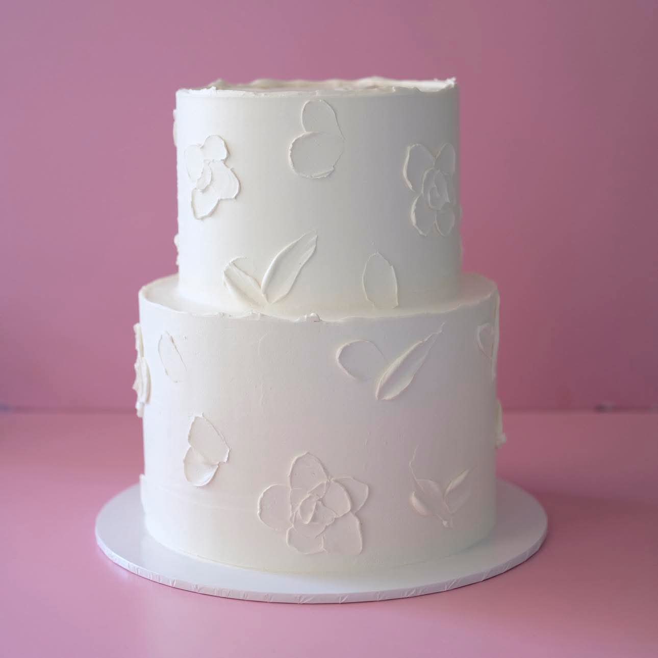 2 Tier Floral | Textured Smear Cake