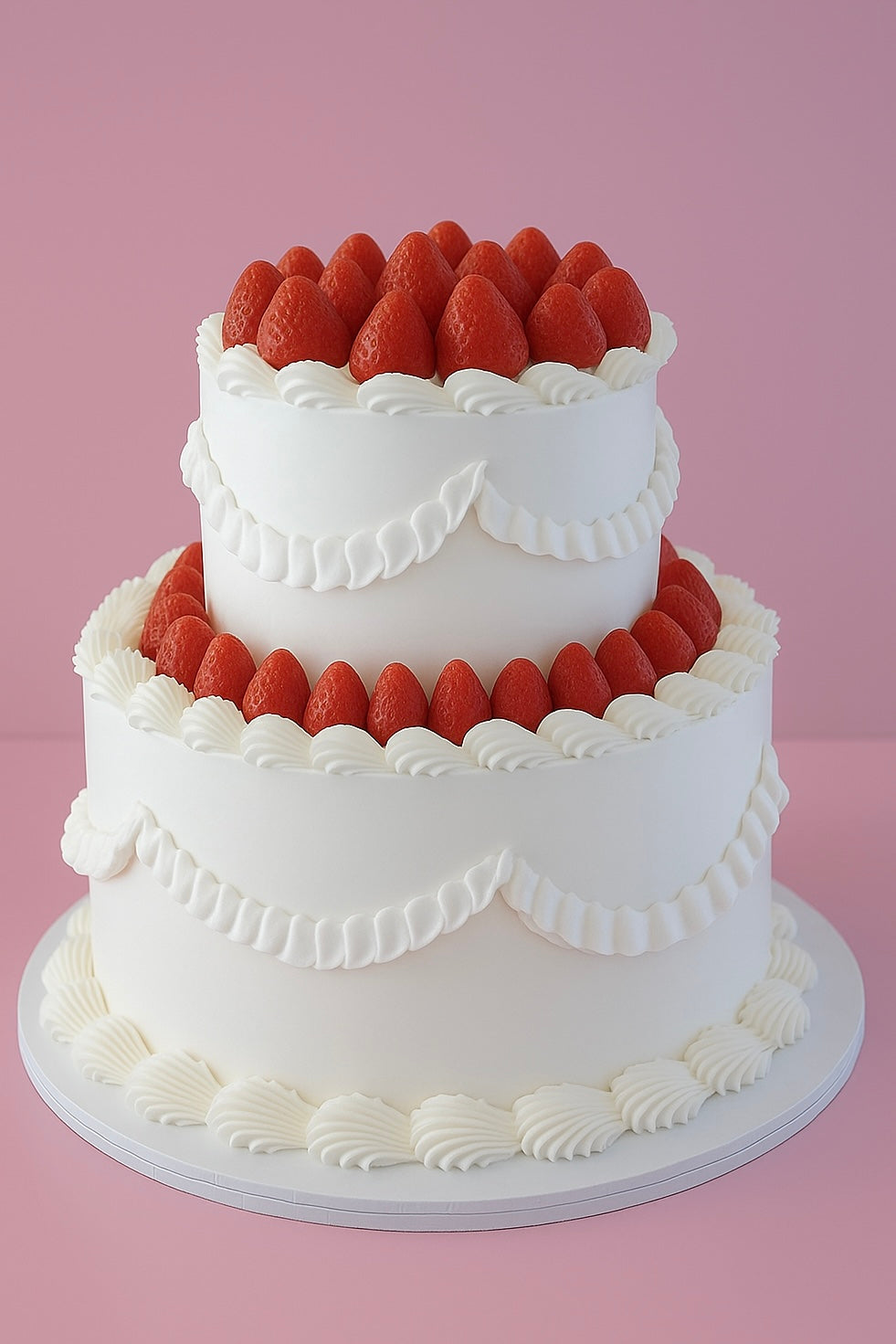 Fresh Strawberry Vintage Round Cake | 2 Tiers