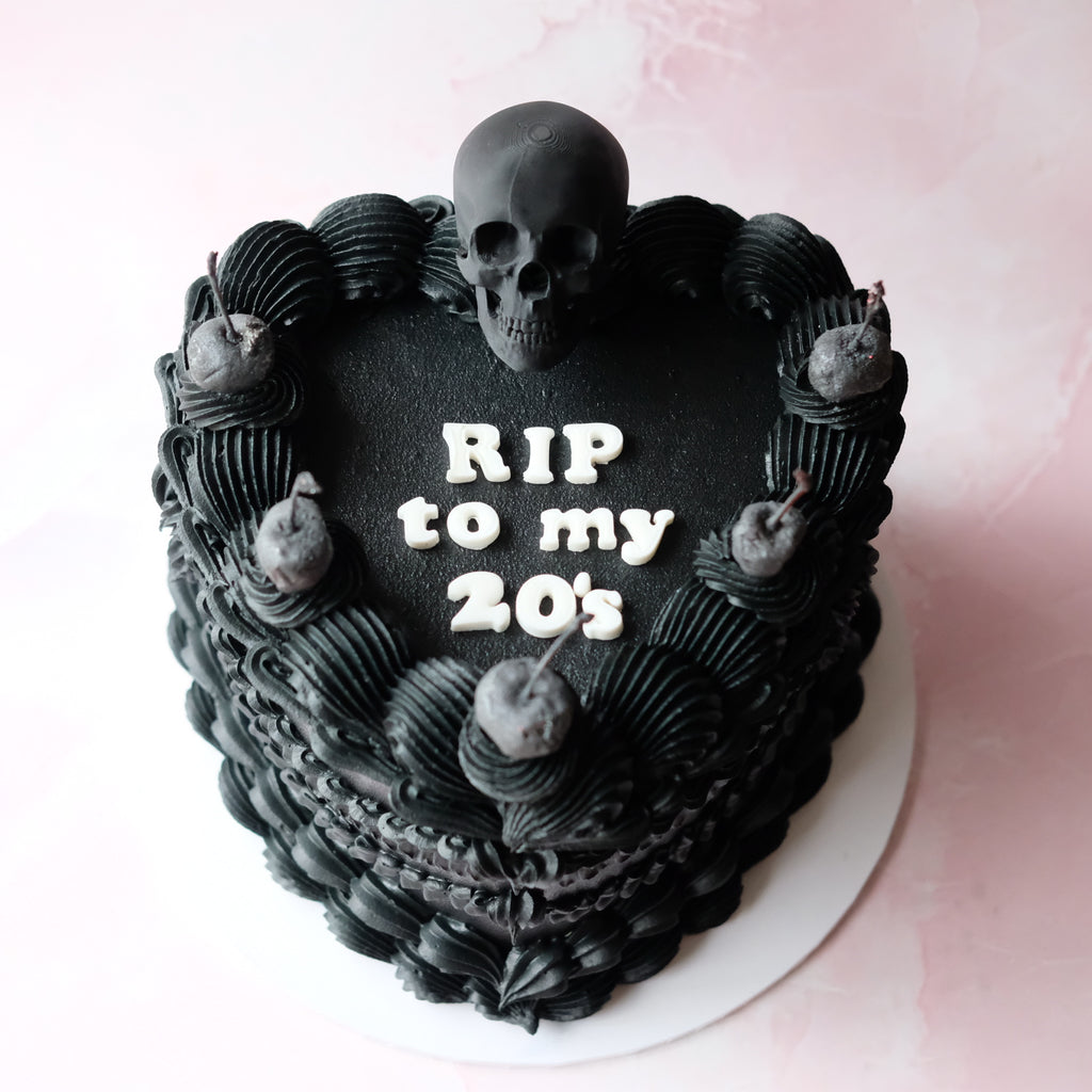 Funeral Theme Black Vintage Heart Cake