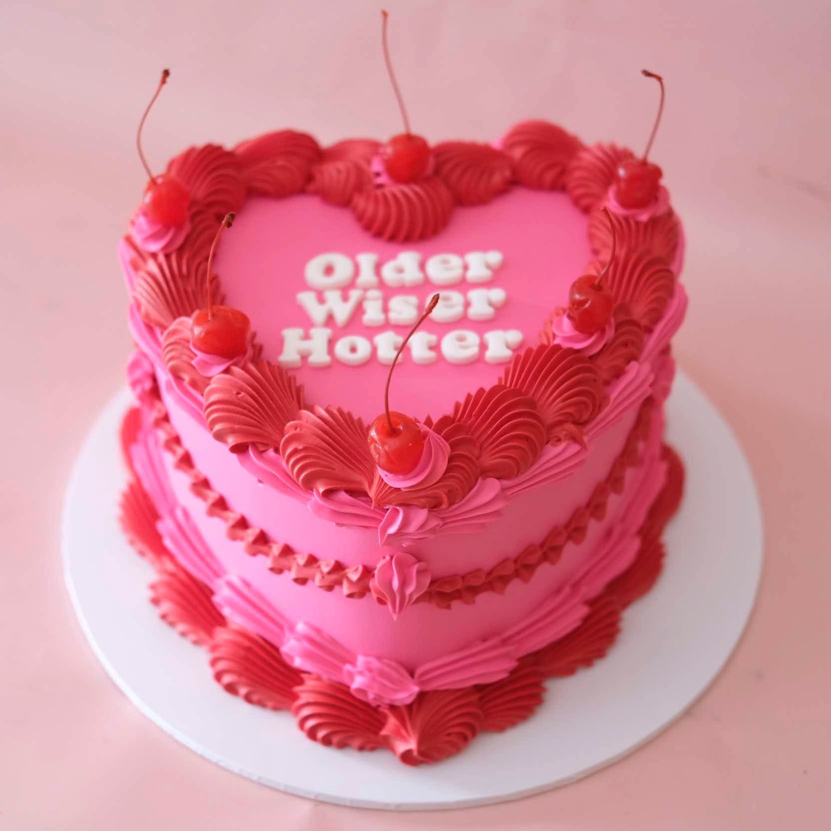 Classic Vintage Heart Cake | Cherries