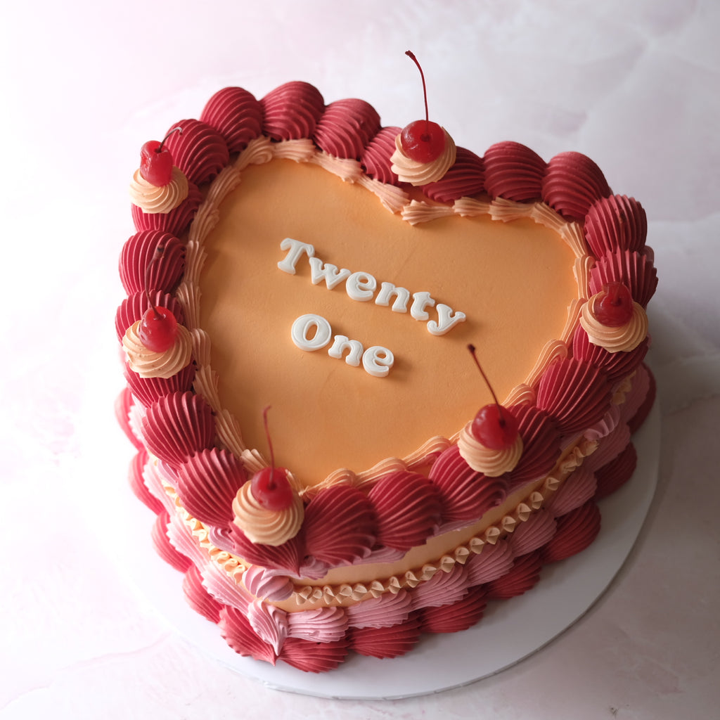 Classic Vintage Heart Cake | Cherries