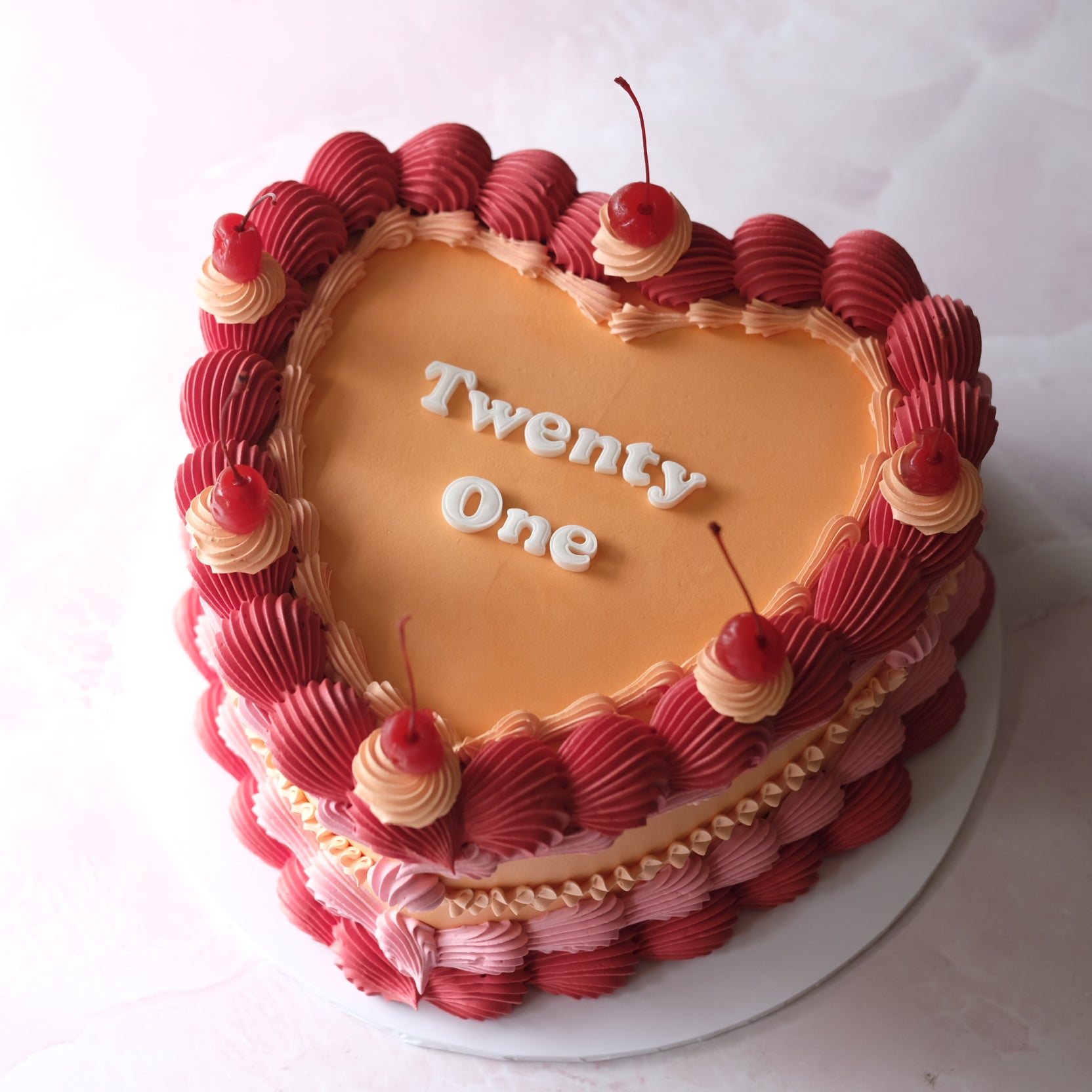 Classic Vintage Heart Cake | Cherries