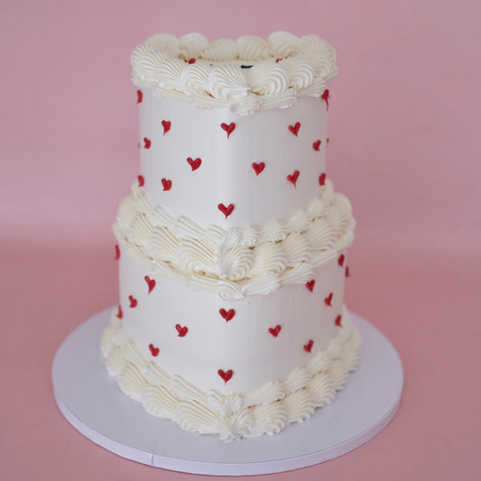 2 Tier Heart Vintage Cake Red Minis