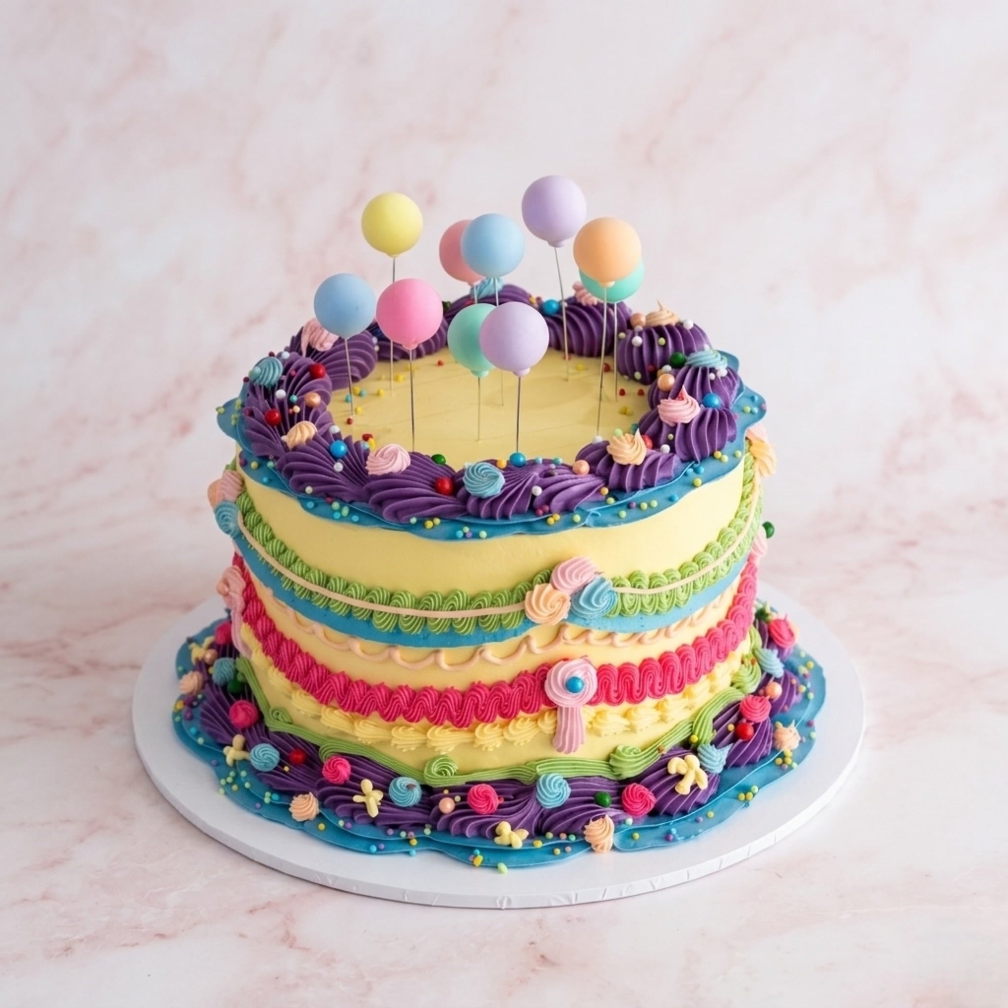 Vintage Round Cake | Fancy Nancy Rainbow Fiesta