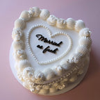 Pearl Heart Plaque & Rosette | Vintage Heart Cake