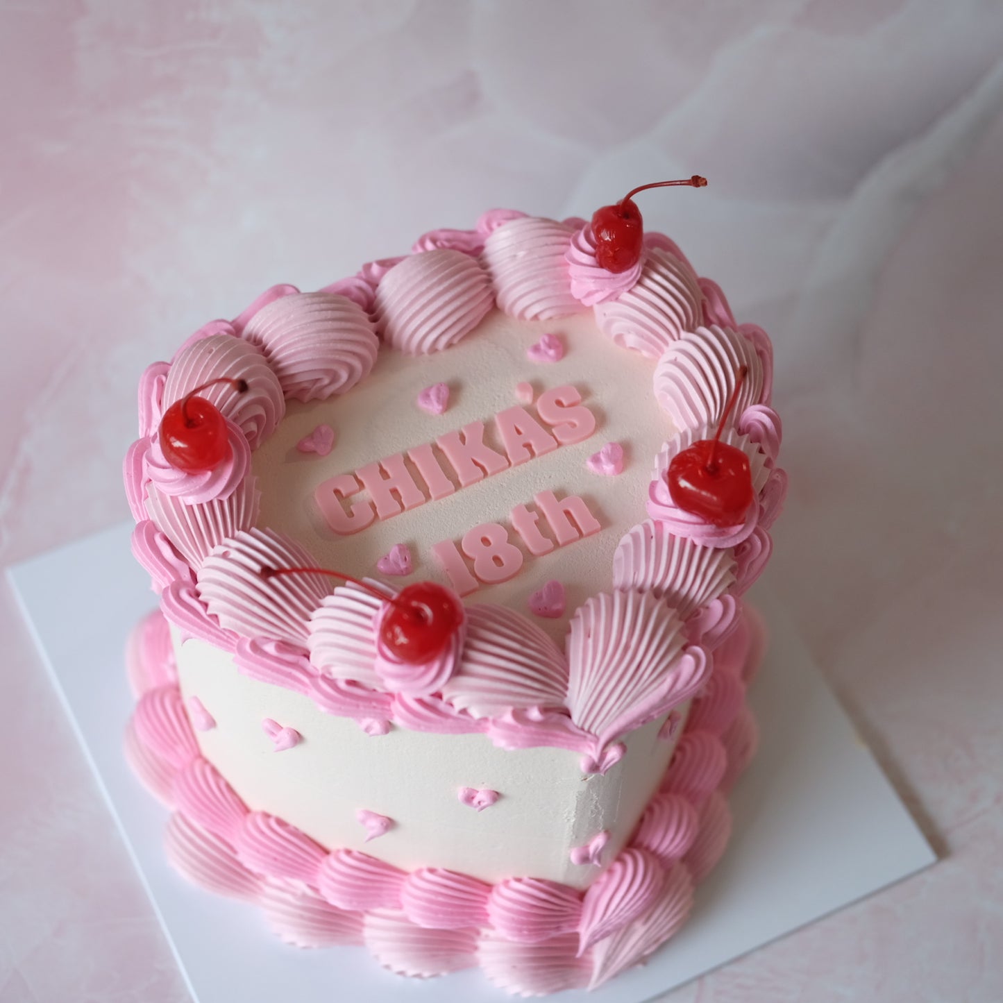 Vintage Heart Cake | Mini Hearts & Cherries