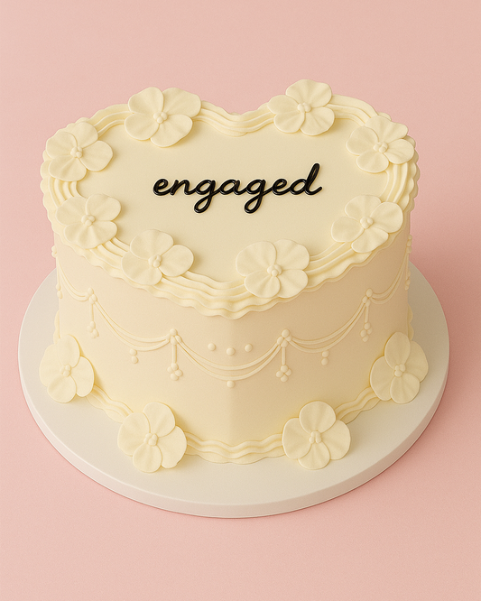 Vintage Heart Cake | Floral Petal Pearl