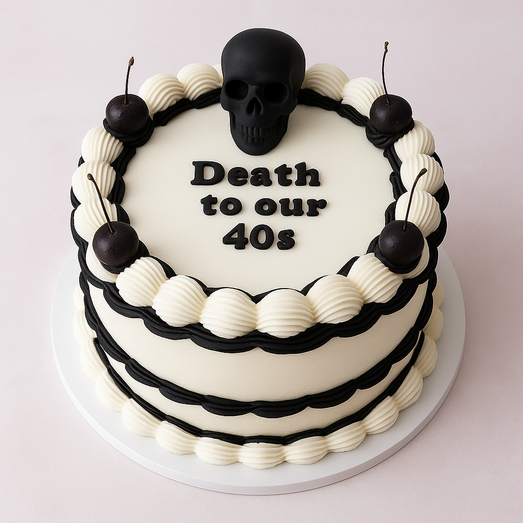 Funeral Theme Black & White Vintage Cake