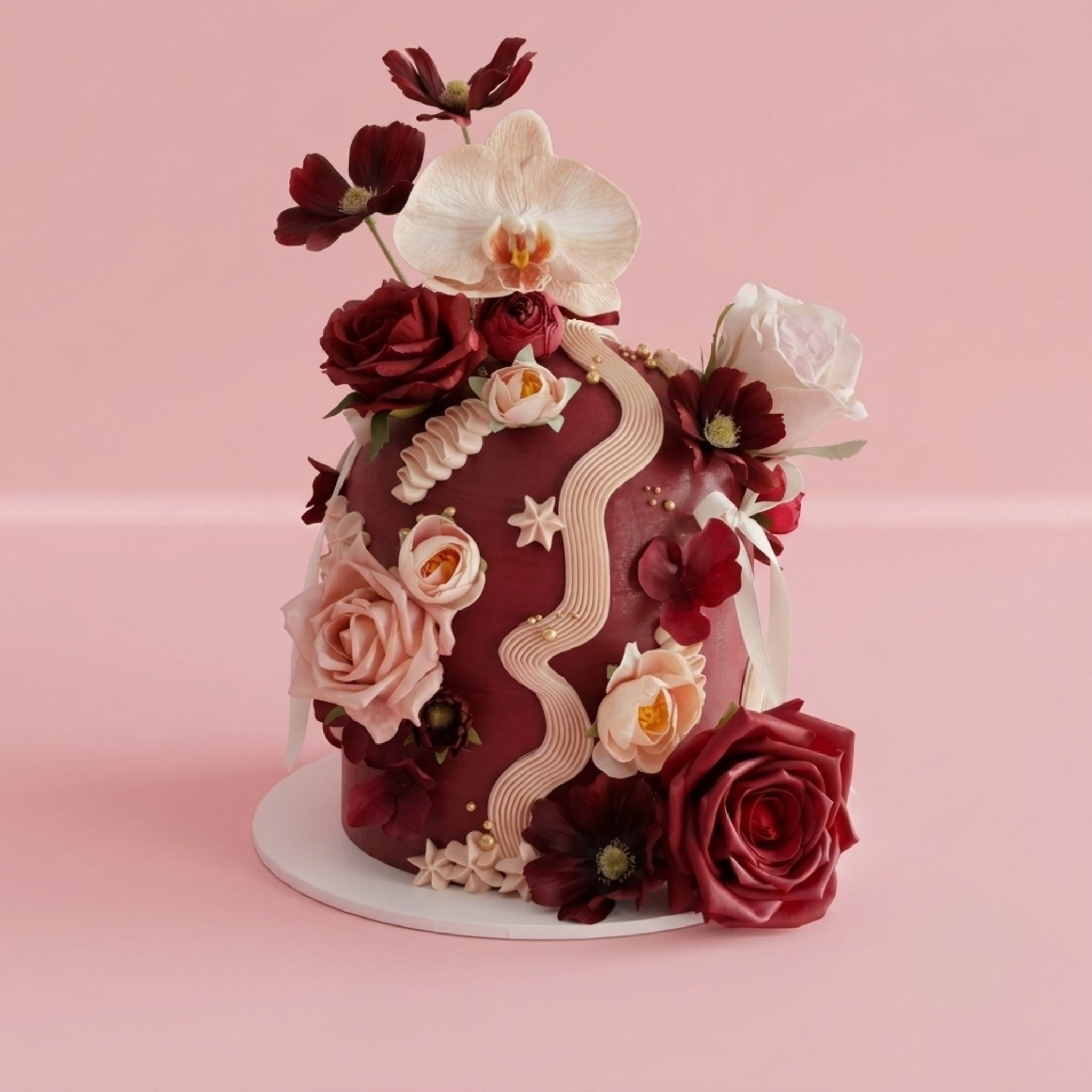 Burgundy Bloom | Dome Squiggle Cake