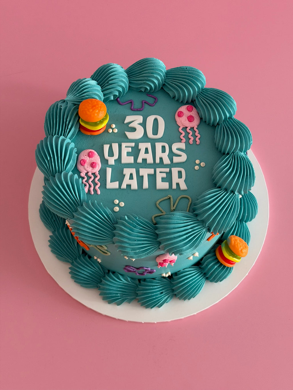 SpongeBob Themed Cake - swirled shell piping with jellyfish and undersea details Brisbane