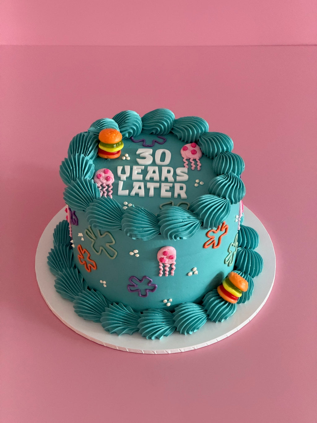 SpongeBob Themed Cake - swirled shell piping with jellyfish and undersea details Brisbane