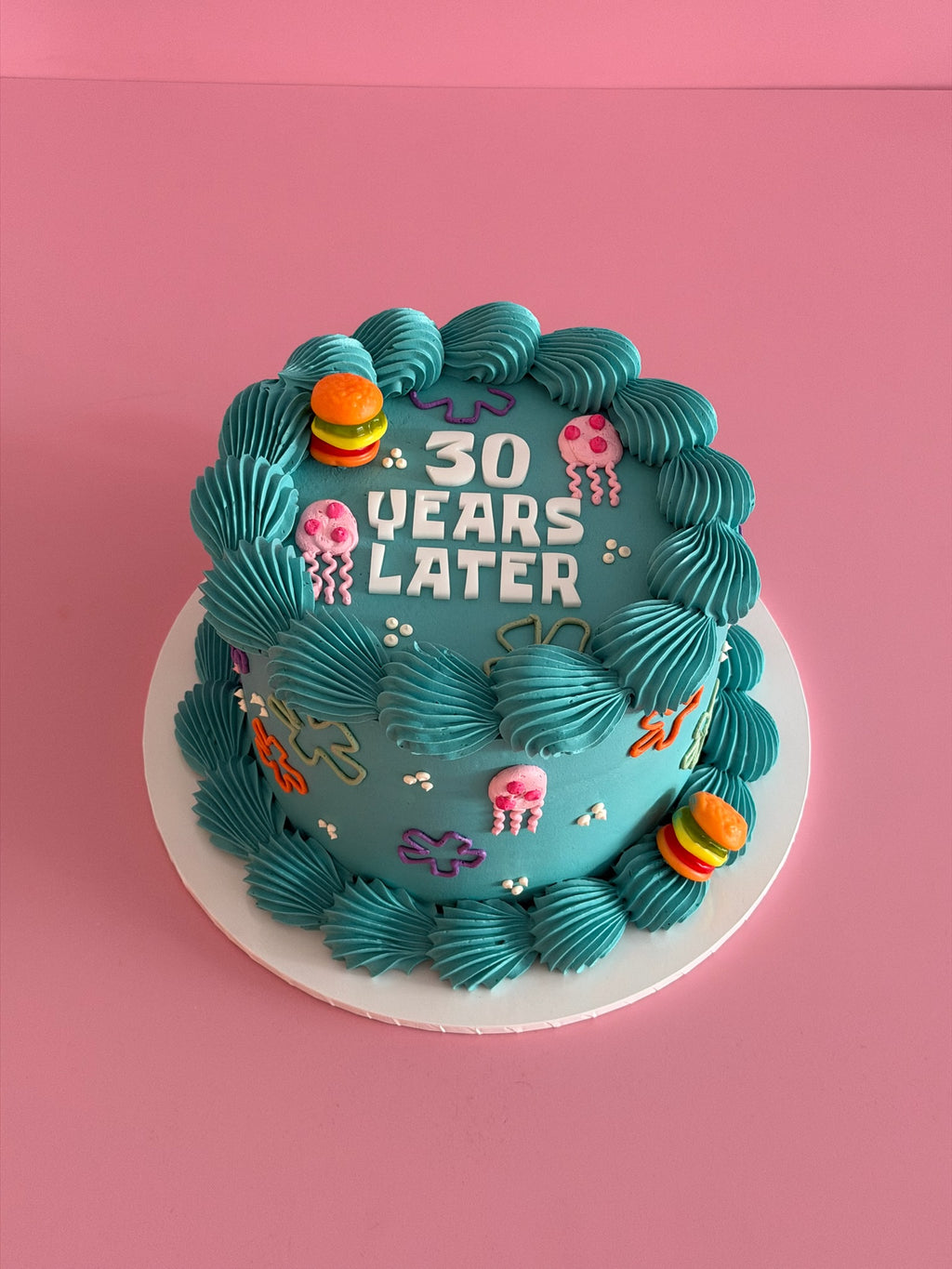 SpongeBob Themed Cake - swirled shell piping with jellyfish and undersea details Brisbane