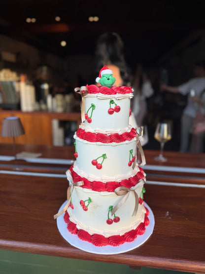 3 Tier Cherry Coquette Vintage Cake