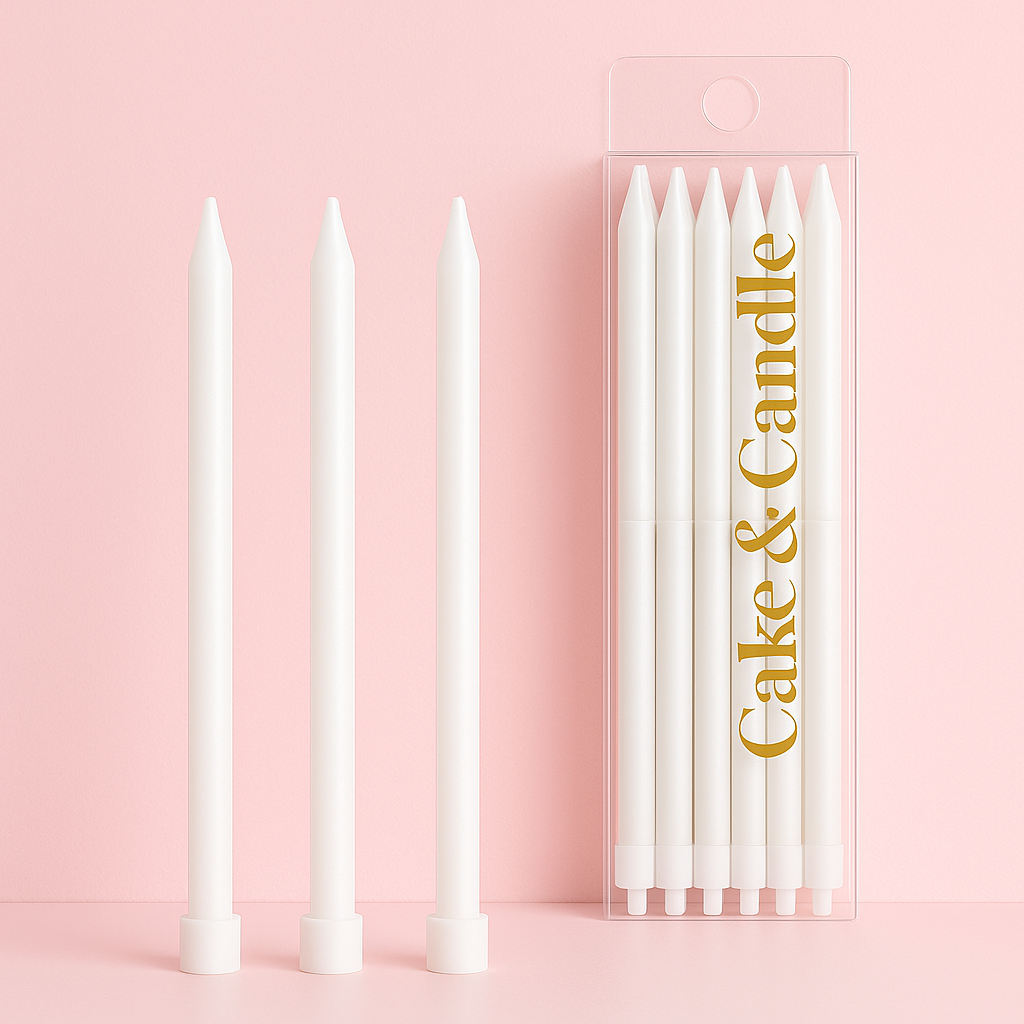 Tall White Pearl Birthday Candles