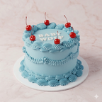 Vintage Round Cake | TALL Classic / Monochrome & Cherries