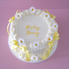 Vintage Round Cake Coquette Daisy - aerial top view with daisy crown Brisbane