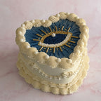 Vintage Heart Cake Evil Eye - top view of hand-piped evil eye Brisbane
