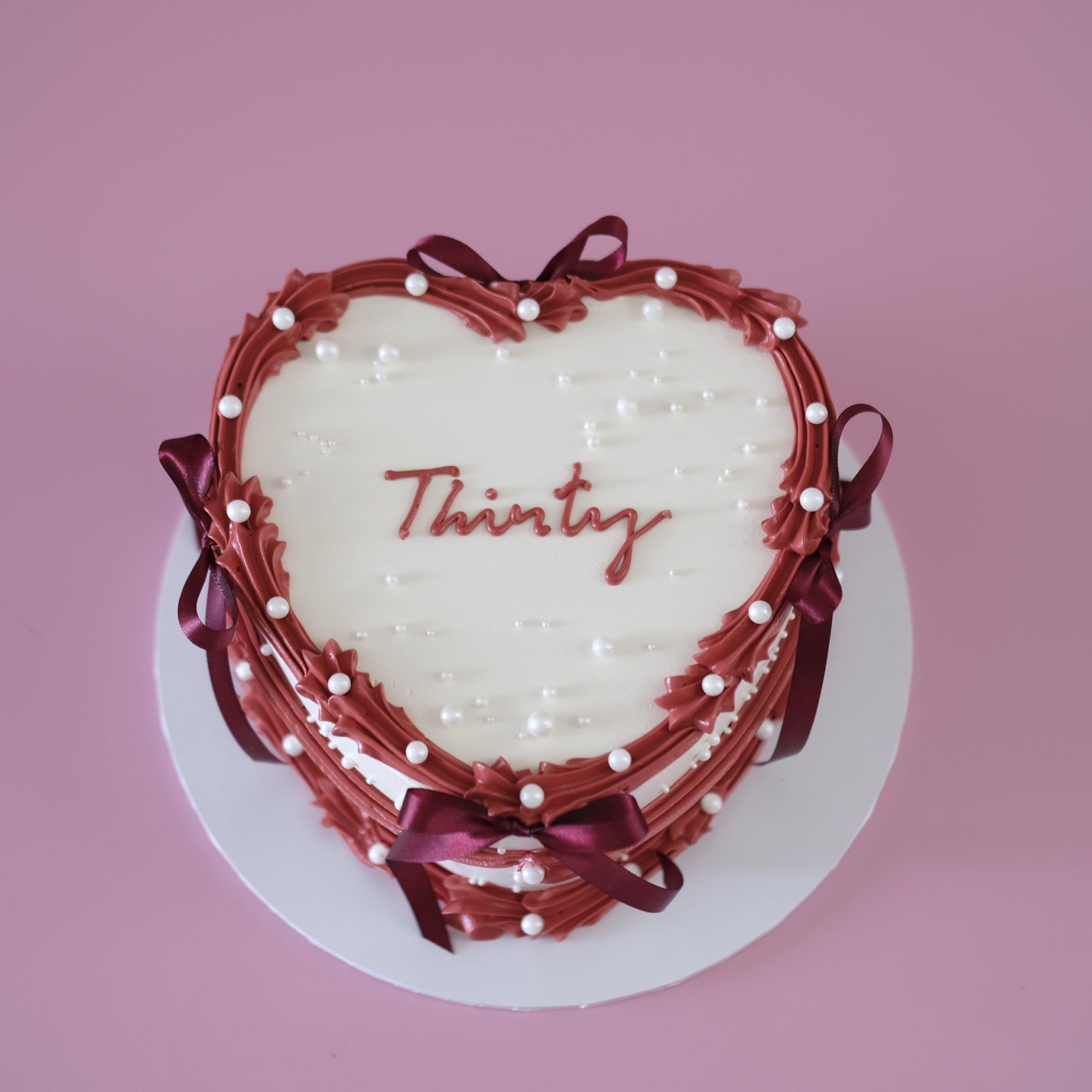 Vintage Heart Cake Merlot Coquette - top view heart shape Brisbane