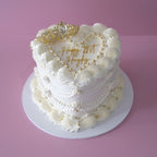 Vintage Heart Cake Royal Lady - elevated side angle with gold pearls Brisbane