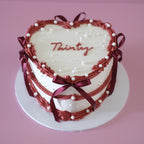 Vintage Heart Cake Merlot Coquette - side detail piping and bows Brisbane