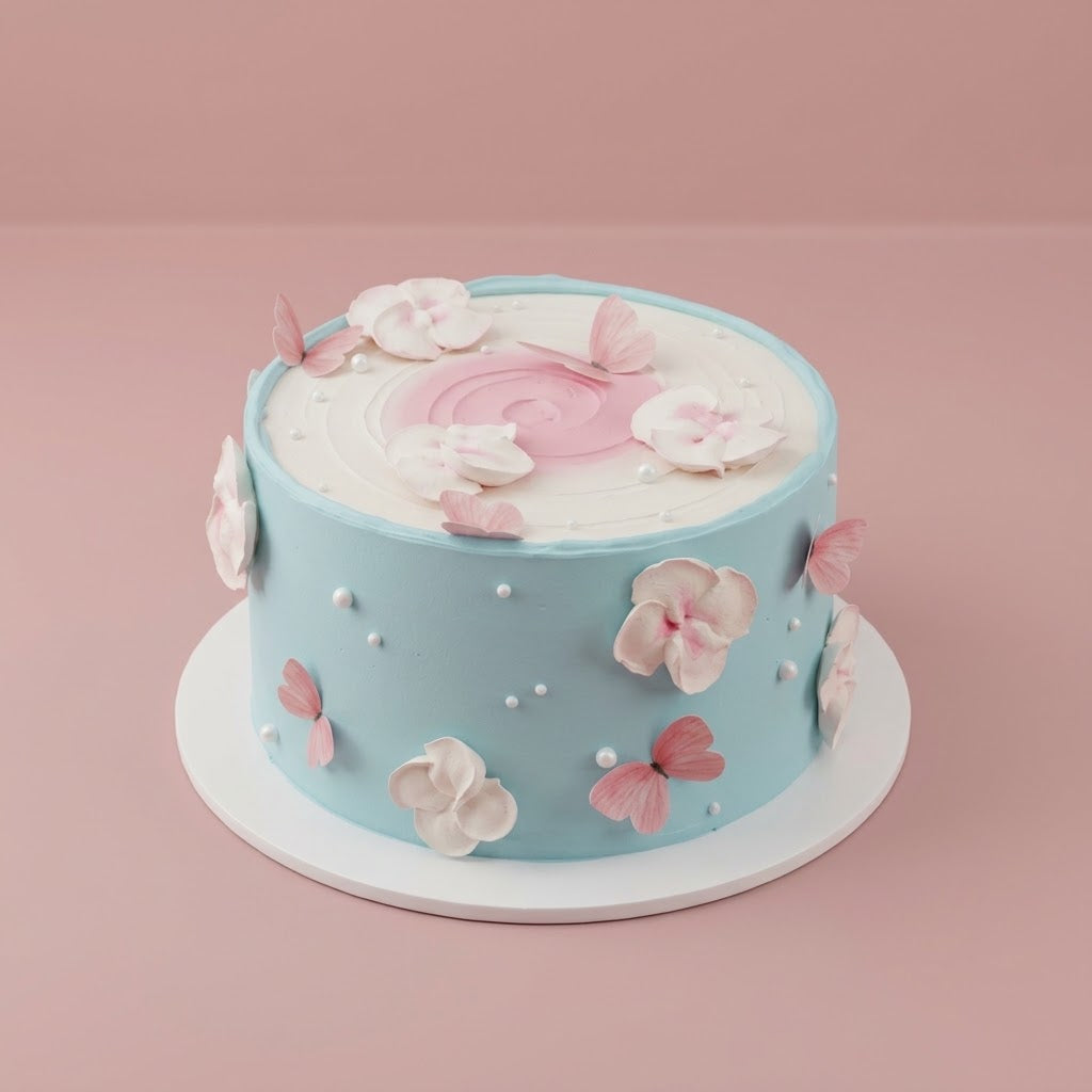 Minimal Cake Butterfly Kisses - butterflies blossoms and pearls Brisbane