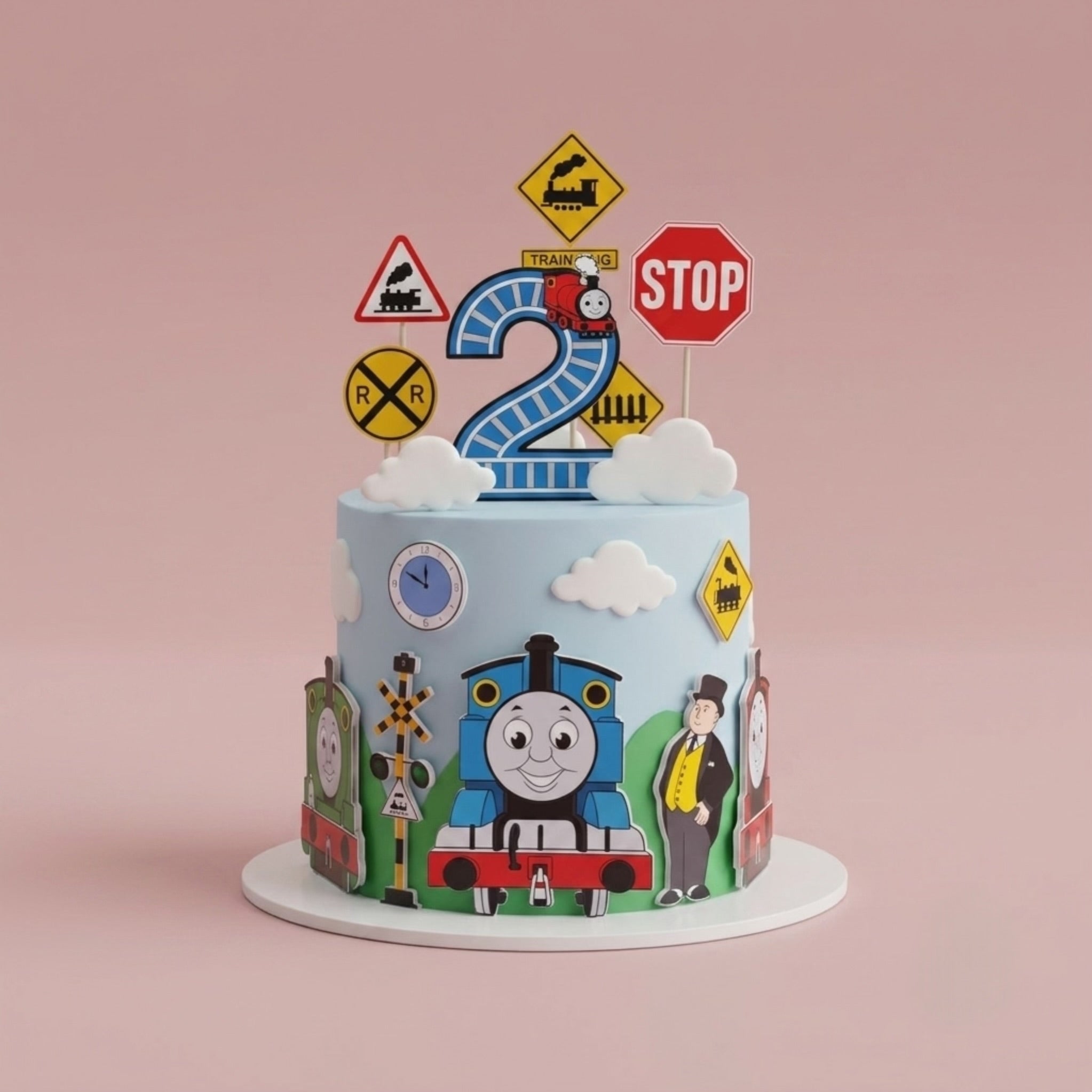 Thomas the Tank Engine | Themed Cake - blue train railway scene Brisbane