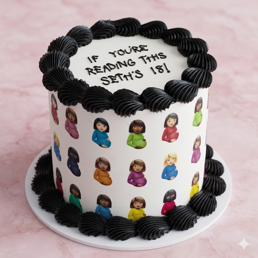 If You're Reading This Vintage Round Cake - Drake inspired edible image piped borders Brisbane