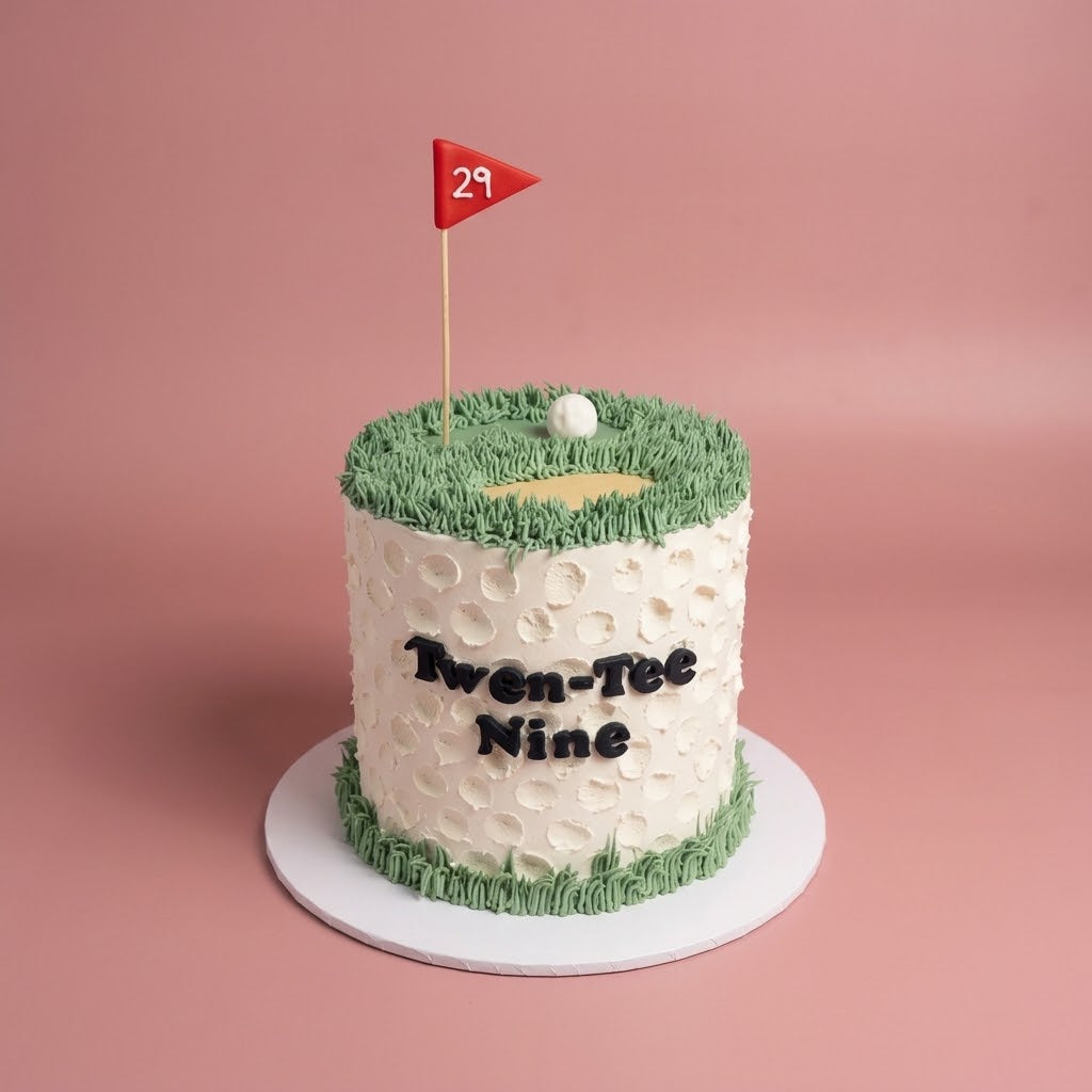 Putting Green Golf Themed Cake - golf ball dimples and putting green Brisbane