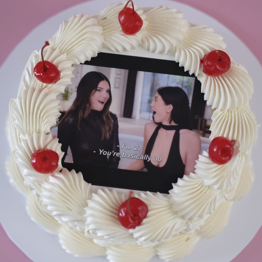 Vintage Round Cake | Edible Image / Cherries